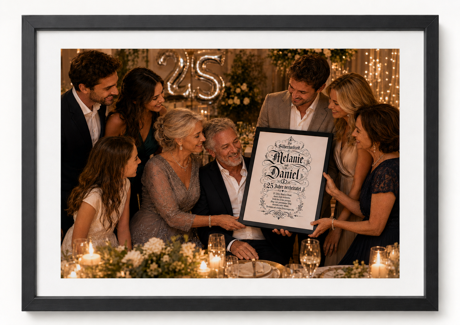 Personalisiertes Hochzeitsjubiläumsbild als Geschenk zur Silberhochzeit